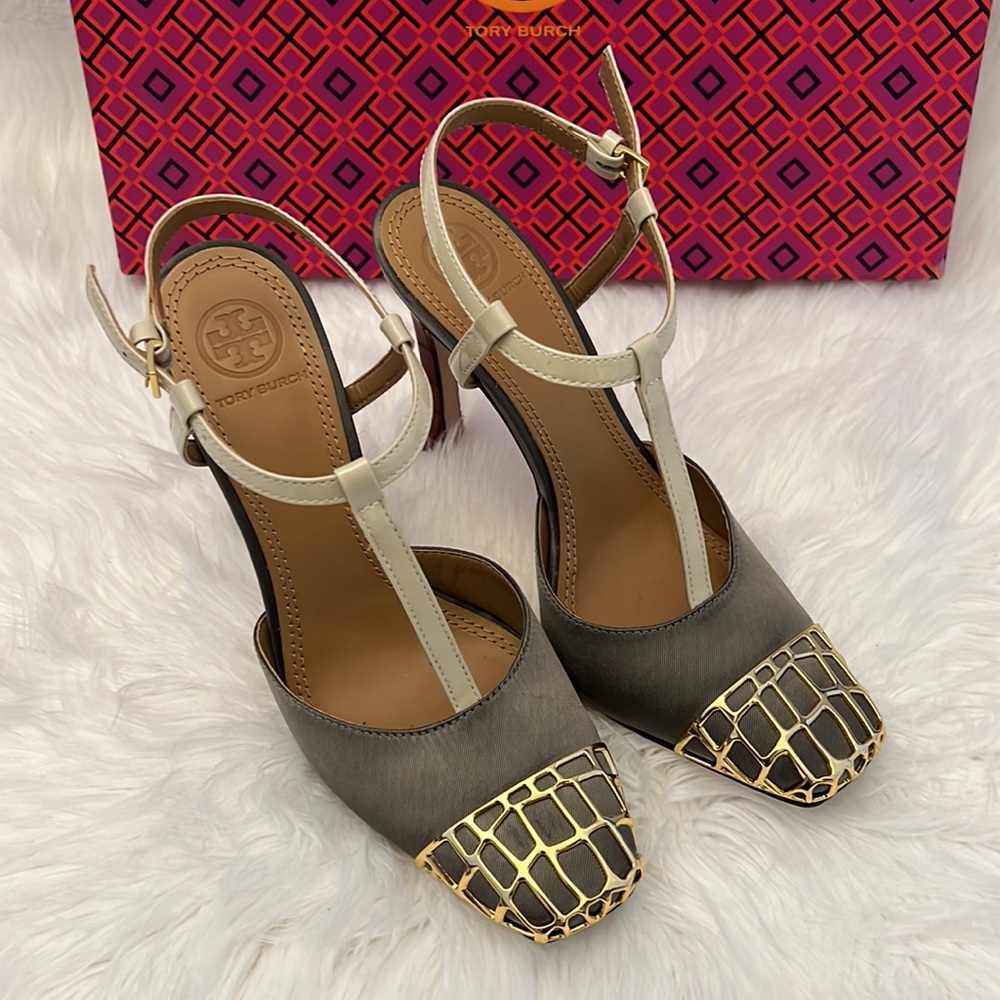 Tory Burch Metal Toe T-Strap Pump